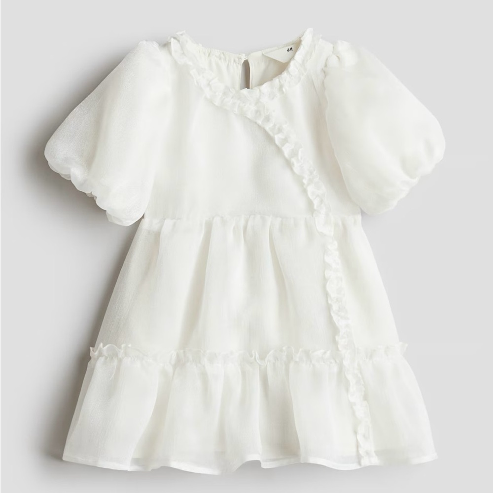White Ruffled Girls Dress